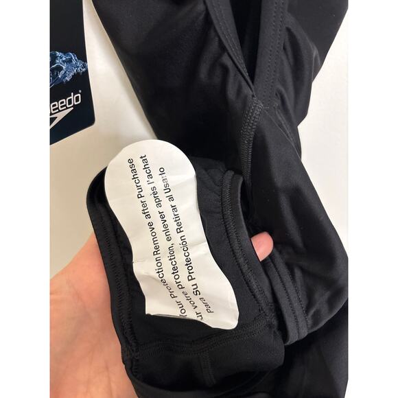 Speedo Swimsuit Women 12/38 Black ProLT Super Pro Solid One Piece Cross Back NWT - Picture 8 of 8